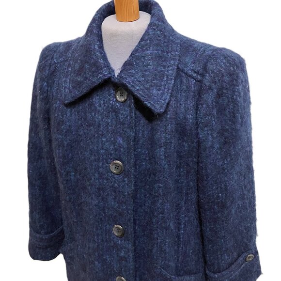 Bardolino Luxury Mohair Wool Coat Variegated Blue Vintage Anna Collection - Picture 2 of 12